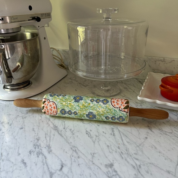 Anthropologie Colorful Ceramic Rolling Pin with Wooden Handles - Picture 1 of 2